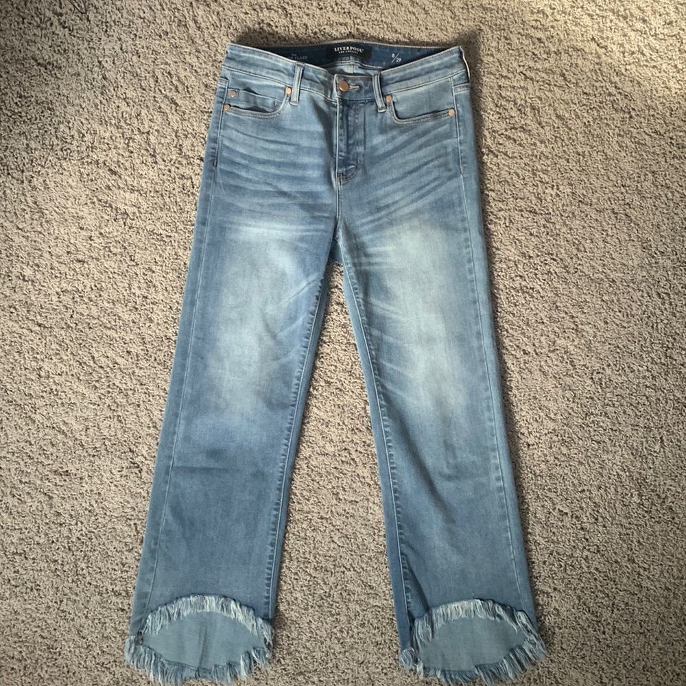 Liverpool Jeans Company Medium Blue Cropped Flare Jeans - Picture 3 of 16